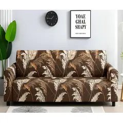 GENERICO - Funda De Muebles 3-2-1 Con 6 Cojines - Estampado Marron Espigas