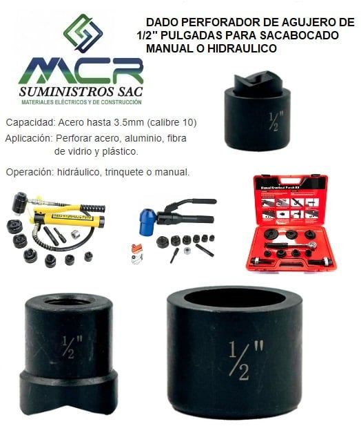 DADO PERFORADOR DE AGUJERO DE MEDIA PULGADAS PARA SACABOCADO