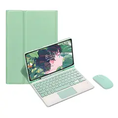 FUNDAANTIGOLPES - Funda con Teclado + mouse para Tablet Samsung S7 FE 12,4 Verde claro