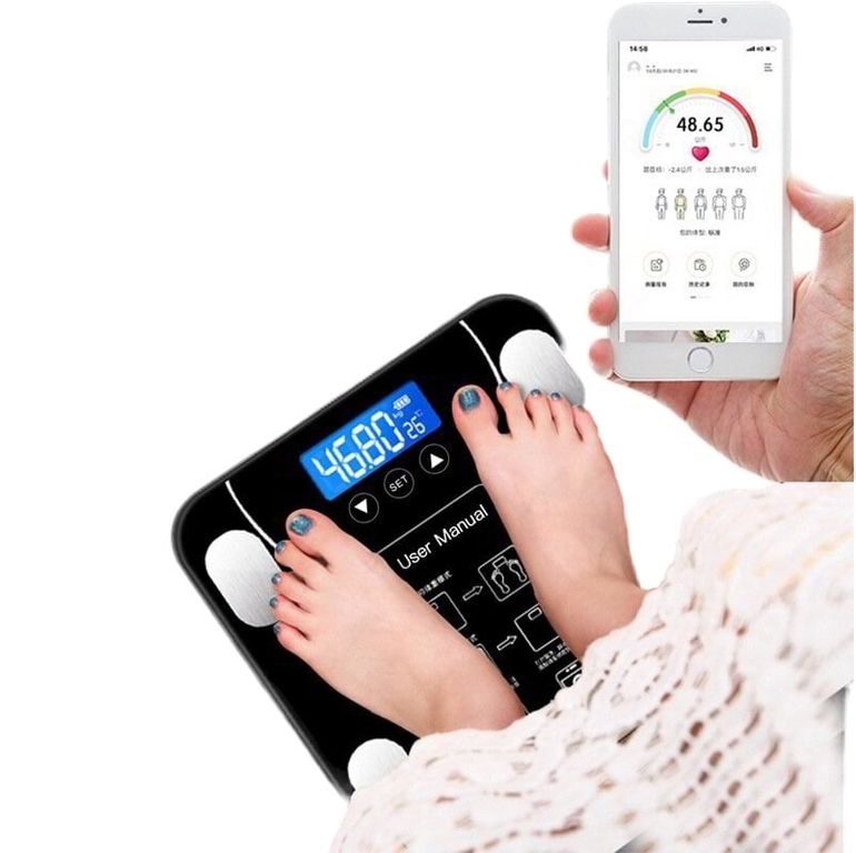 BALANZA DIGITAL BLUETOOTH CAPACIDAD 180 KG – RECARGABLE - NEGRO