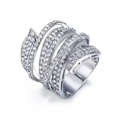 LA TIENDA 88 JOYAS Y ACCESORIOS - La Tienda 88 - Anillo Mujer Deluxe Fiesta Bañado en Oro 18k - Blanco