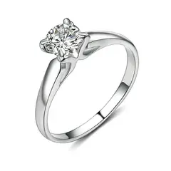 LA TIENDA 88 JOYAS Y ACCESORIOS - La Tienda 88 - Anillo de Boda Mujer Bañado En Oro De 18k. - Blanco