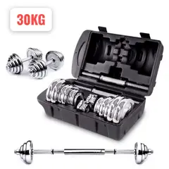 OEM - Set de Mancuernas Cromadas Pesas 30Kg Regulable Maletín