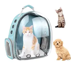 GENERICO - MOCHILA TRANSPORTADORA DE MASCOTAS TRANSPARENTE - CELESTE