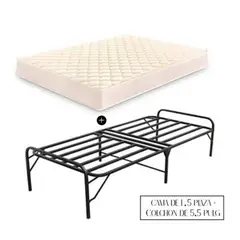 GENERICO - Cama Plegable 1.5 plz con Colchón Zebra 5.5 Pulg