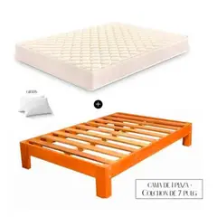 GENERICO - Tarima Desarmable 1 Plaza Madera Capirona + Colchón 7Pulg Zebra