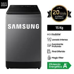 SAMSUNG - Lavadora 15 Kg Carga Superior EcoBubble WA15CG5441BDPE - Gris