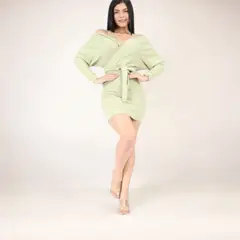 GENERICO - Vestido Cinturon Rip Grueso Tcl-24 Color Verde