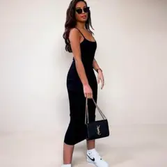 GENERICO - Vestido Rip Grueso Maxi Color Negro