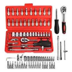 OEM - Juego Llaves Dados 46Piezas de Tubo Caja de Herramientas Inoxidable