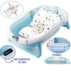 DOUX BEBE - Bañera Tina de Baño con Termómetro Digital Azul