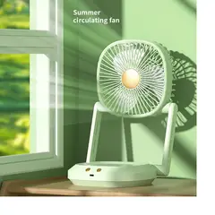 ITELSISTEM - Ventilador Oficina Plegable Portatil Recargable Luces Led Verde