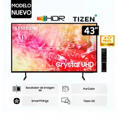 SAMSUNG - Televisor LED 43 Crystal UHD 4K 43DU7000