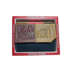 GENERICO - BILLETERA CARTERA PORTA DOCUMENTOS ARTESANAL DE CUERO VACUNO