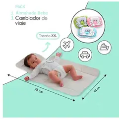 GENERICO - Almohada de Bebé y Cambiador Acolchado Portátil Impermeable
