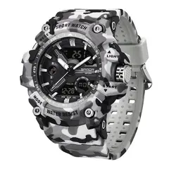 SANDA - Reloj Deportivo 3355 Camuflaje Análogo-Digital