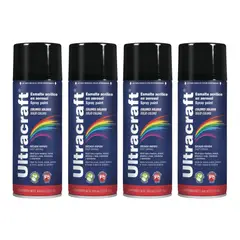 GENERICO - Pintura spray color Negro mate x4 unidades Ultracraft