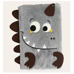 GENERICO - Cuaderno a Rayas Peluche Dinosaurio Gris