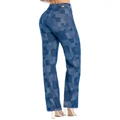 TYT - Pantalon graham jeans dril licrado tiro alto multicuadros