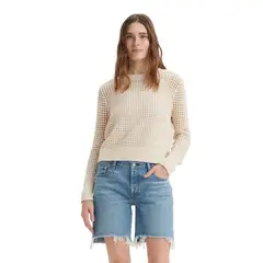 LEVIS - Chaleco Mujer Crochet Manga Larga Blanco