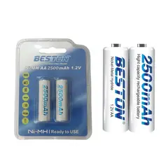 BESTON - Blister 2 Baterias de NiMH recargable AA pilas 1.2V 2500mAh
