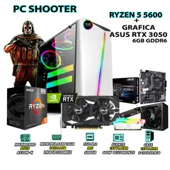 AMD - Computadora Gamer Shooter Ryzen 5 5600 RAM 16GB SSD 500GB ASUS RTX 3050 6GB
