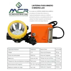 GENERICO - LINTERNA PARA MINERO O MINERIA LED 14 HORAS CONTINUAS 2000MAH