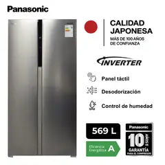 PANASONIC - Refrigeradora Side by Side NR-BS94 569L Silver