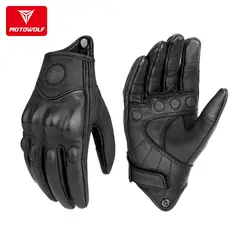 MOTOWOLF - GUANTES PARA MOTO CUERO NATURAL PROTECCION NUDILLOS