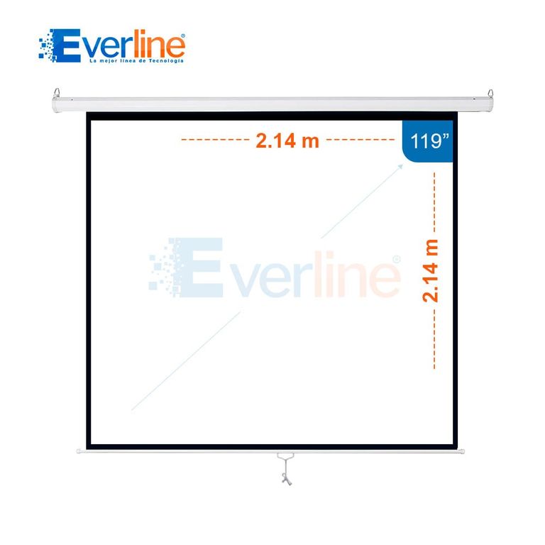 ECRAN MANUAL RETRACTIL Pared/Techo 2.13 X 2.13 m (Antireflex)