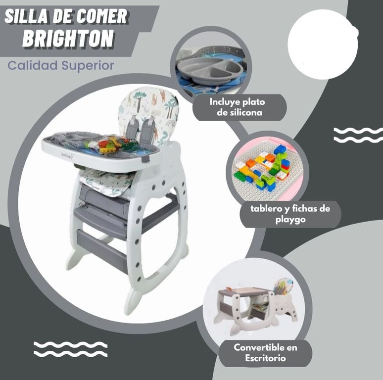 Silla de Comer para Bebe Carpeta + Pleygo y Plato Silicona
