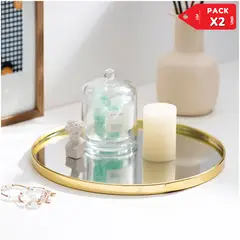 INSPIRA MARKET - Bandeja Espejada Decorativa 22.5 cm PACK X2