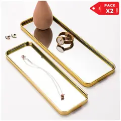 INSPIRA - Bandejas de espejo decorativa de tocador organizador PACK X2