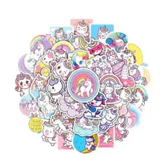 GENERICO - Pack 50 stickers impermeables Unicornios