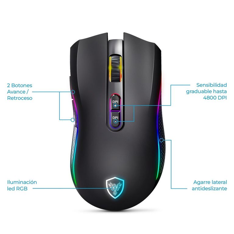 Mouse Gamer Bluetooth Inalámbrico Recargable RGB