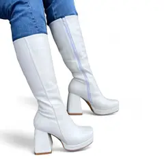 GENERICO - Botin Mujer Elegante Taco 7 1299P-85 Color Blanco