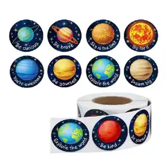 GENERICO - 100 stickers en rollo planetas