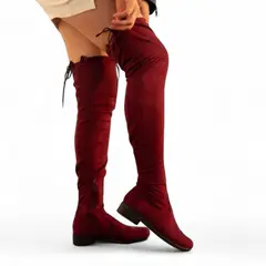 GENERICO - Botin Mujer Casual Gamuza Taco 2 1299P-73 Color Guinda