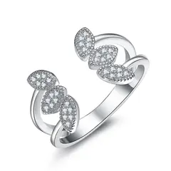 LA TIENDA 88 JOYAS Y ACCESORIOS - La Tienda 88 - Anillo Mujer Hojas Ajustable Bañado en Oro 18k - Blanco