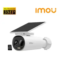 IMOU - Cámara Seguridad Wi-Fi CELL 3C 3MP Noche Color Panel Solar + SD 128GB