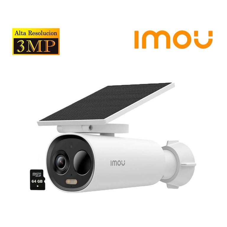 Cámara Seguridad Wi-Fi CELL 3C 3MP Noche Color Panel Solar + SD 64GB