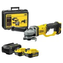 STANLEY - Amoladora inalámbrica esmeriladora angular 20V + 2 baterias 4A