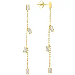 CRISLU - Aretes largos de prismas baguette