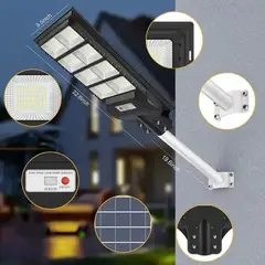 GENERICO - Lampara Poste Solar Alumbrado Publico 200W 600 Leds