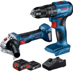 BOSCH - Taladro Percutor 1/2" GSB 185-LI + Amoladora Angular 5" GWS 180-LI + 2 Baterías 18V + Cargador