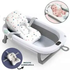 GENERICO - Bañera Tina de Baño Plegable Orejitas Con Termómetro GRIS