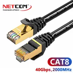 NETCOM - Cable de Red Cat 8 Conector Rj45 40 Gbps Lan Ethernet 1 Metro