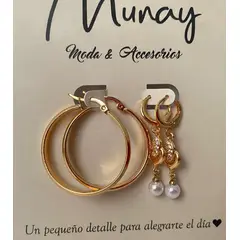 GENERICO - Set de aretes por 2 unidades modelo Corazon y argolla