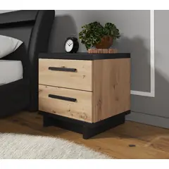 TU MESITA - Mesa de Noche Miramar 2 cajones color DunaNegro
