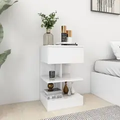 TU MESITA - Velador Mesa de Noche Muriel color Blanco 1 cajón